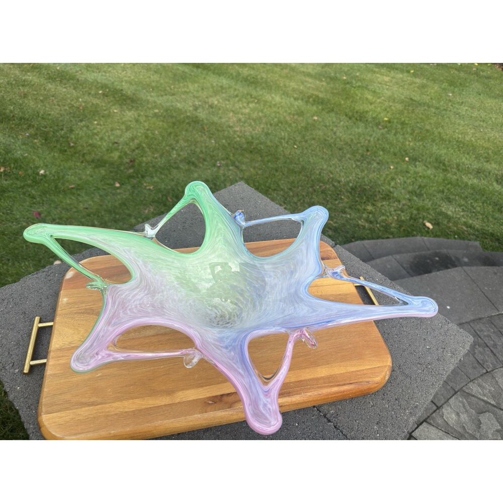 Murano Art Glass Multicolor Star Centerpiece Hand Blown Italy 22 x 17”